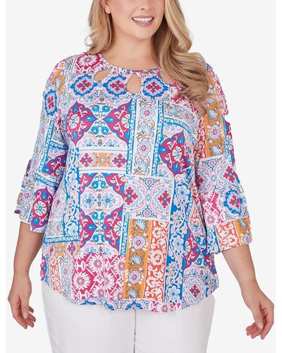 Ruby Rd. Plus Size Eclectic Knit Top - Blue