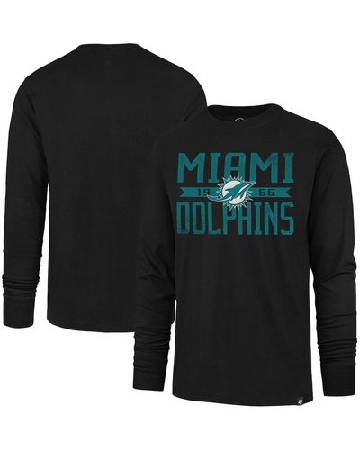 '47 Distressed Miami Dolphins Wide Out Franklin Long Sleeve T-shirt - Black