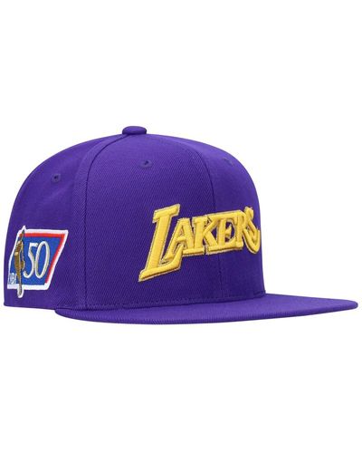 Mitchell & Ness Los Angeles Lakers 50th Anniversary Snapback Hat - Purple