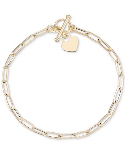 Macy's Heart Tag Paperclip Link toggle Bracelet - Metallic