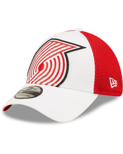 KTZ White, Red Portland Trail Blazers Large Logo 39thirty Flex Hat - Multicolor