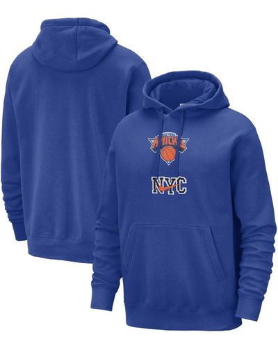 Nike New York Knicks 2023/24 City Edition Essential Club Pullover Hoodie - Blue