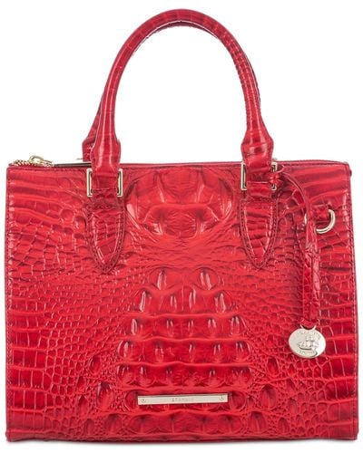 Brahmin Anywhere Convertible Melbourne Embossed Leather Satchel - Red
