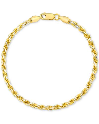 Macy's Two-tone Rope Link Chain Bracelet In Sterling Silver & 14k Gold-plate - Metallic