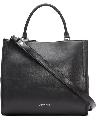 Calvin Klein Moon Embossed Signature Triple Compartment Convertible Tote Bag - Black