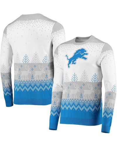 FOCO White Detroit Lions Big Logo Knit Ugly Pullover Sweater
