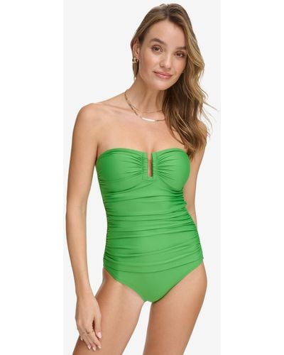 DKNY Shirred One-piece Swimsuit - Green