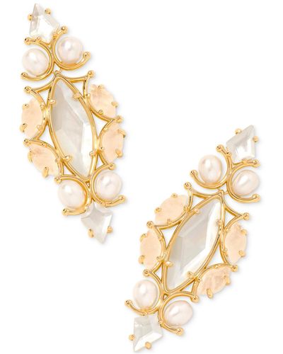 Kendra Scott Rhodium-plated Cultured Freshwater Pearl & Mother-of-pearl Statement Earrings - Metallic