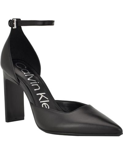 Calvin Klein Carcie Pointy Toe Tapered Heel Dress Pumps - Black