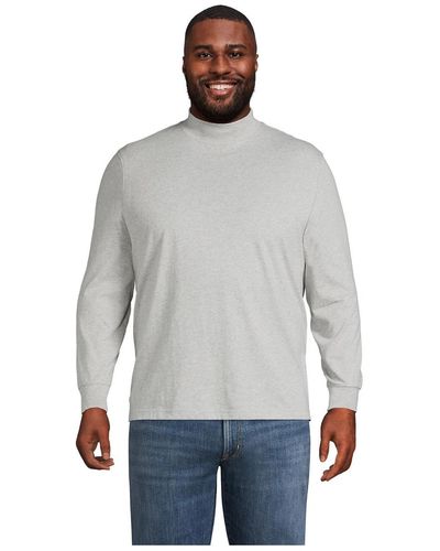 Lands' End Super-t Mock Turtleneck T-shirt - Gray