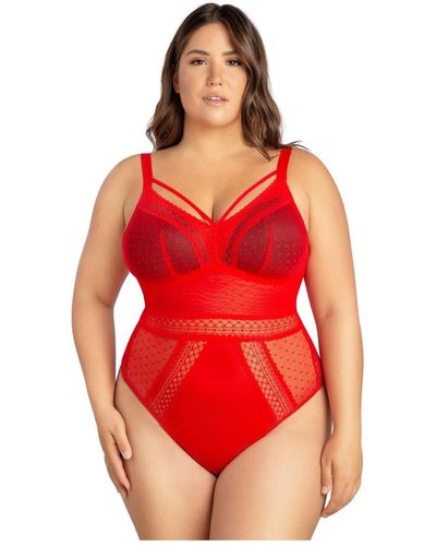 Parfait Plus Size Mia Dot Bodysuit - Red
