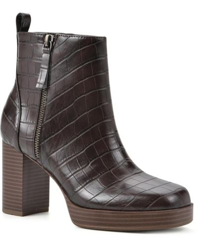 White Mountain Manito Zipper Heeled Booties - Brown