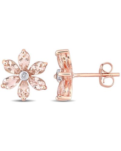 Macy's Morganite And Diamond Accent Floral Stud Earrings - Pink