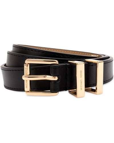 Michael Kors Michael Metal Loop Leather Belt - Black
