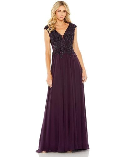Mac Duggal Embellished-top Gown - Purple