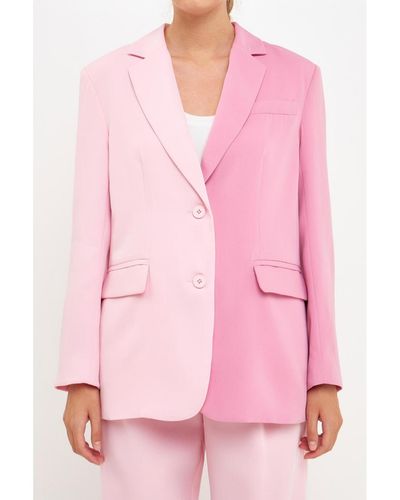 Endless Rose Color Block Blazer - Pink