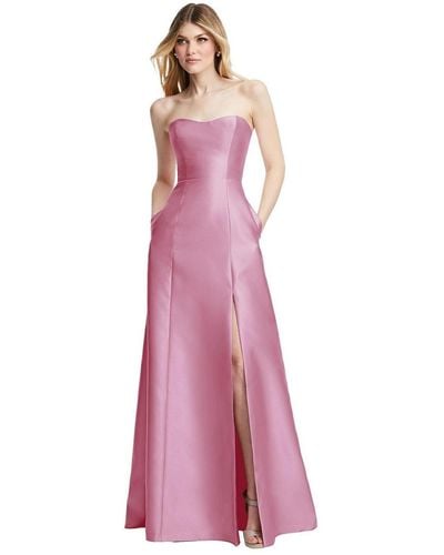 Alfred Sung Strapless A-line Satin Gown - Purple