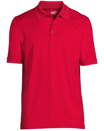 Lands' End Short Sleeve Rapid Dry Active Polo Shirt - Red