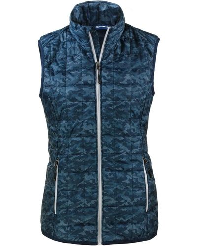 Cutter & Buck Rainier Primaloft Eco Insulated Full Zip Printed Puffer Vest - Blue