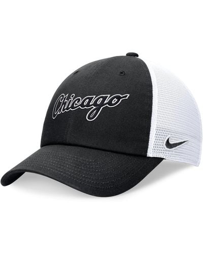 Nike Chicago White Sox Evergreen Wordmark Trucker Adjustable Hat - Black
