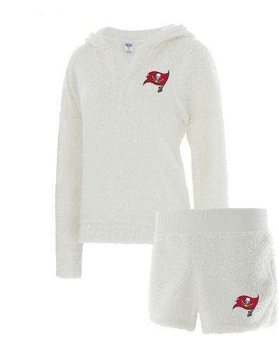 Concepts Sport Tampa Bay Buccaneers Fluffy Hoodie Top And Shorts Set - White