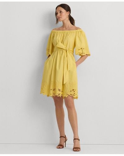 Lauren by Ralph Lauren Cotton Off-the-shoulder Dress - Yellow