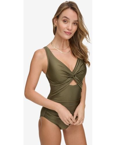 DKNY Shirred Keyhole Detail One-piece Swimsuit - Green