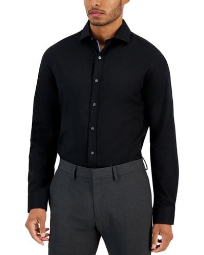 BarIII Slim-fit Diamond Dobby Dress Shirt - Black