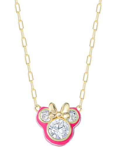 Disney Cubic Zirconia & Pink Enamel Minnie Mouse 18" Pendant Necklace - Multicolor