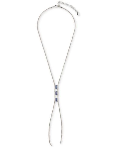 Lucky Brand Tone Triple Stone Lariat Necklace - White
