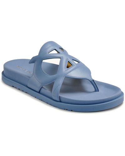 Donna Karan Hatsy Logo Thong Slide Sandals - Blue