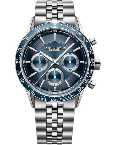 Raymond Weil Swiss Automatic Chronograph Freelancer Stainless Steel Bracelet Watch 44mm - Blue