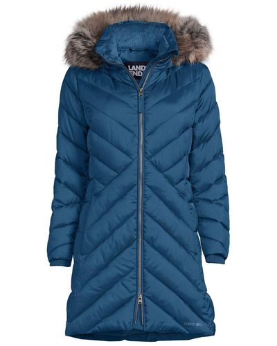 Lands' End Tall Insulated Cozy Fleece Lined Winter Coat - Blue