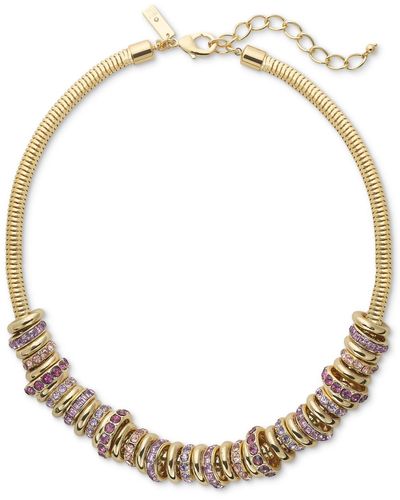 INC International Concepts Gold-tone Crystal Ring Stacked Necklace - Metallic