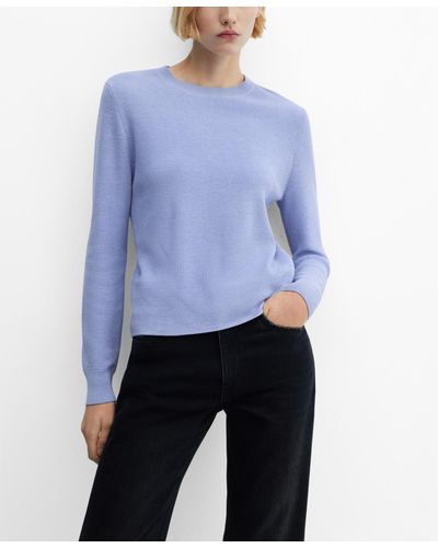 Mango Round Neck Knit Sweater - Blue