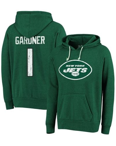 Majestic Threads Ahmad Sauce Gardner New York Jets Name And Number Tri-blend Pullover Hoodie - Green