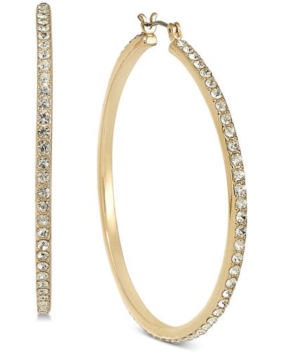 INC International Concepts Large Pave Medium Hoop Earrings - Metallic