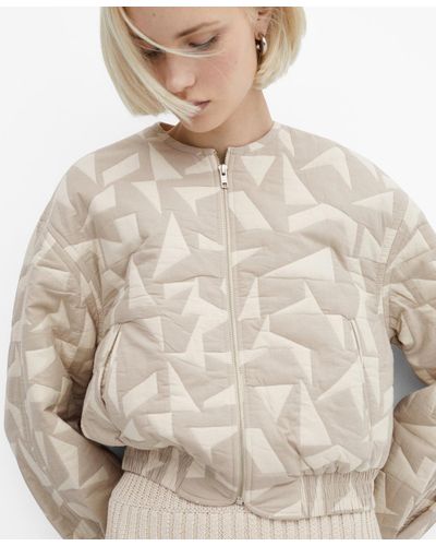 Mango Cotton Quilted Jacket - Natural