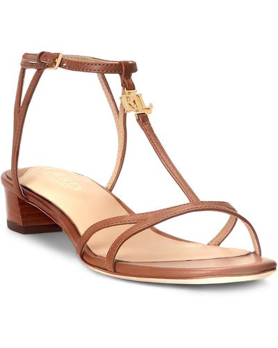 Lauren by Ralph Lauren Fallon Ankle-strap Embellished Flat Sandals - Brown