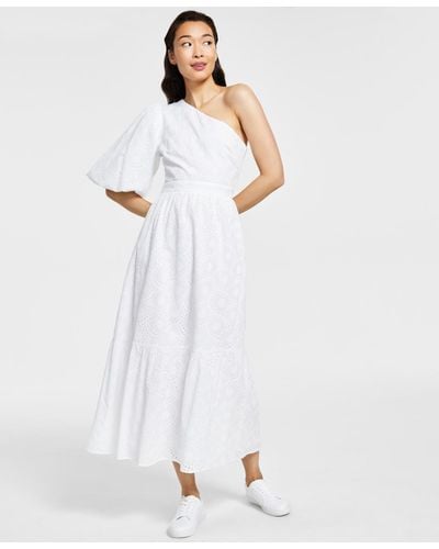 Rachel Roy Cotton Eyelet One-shoulder Maxi Dress - White