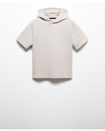 Mango Short-sleeved Hooded Sweatshirt - White