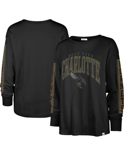 '47 Distressed Charlotte Hornets City Edition Soa Long Sleeve T-shirt - Black