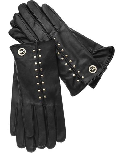 Michael Kors Michael Leather Astor Studded Gloves - Black
