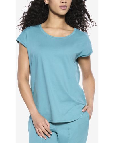 Felina Textured Slub Knit Muscle Tee - Blue