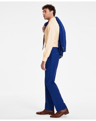Tayion Collection Classic-fit Solid Suit Pants - Blue
