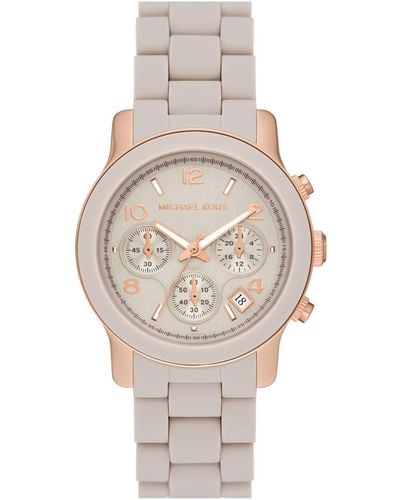 Michael Kors Runway Quartz Chronograph Rose Gold-tone Stainless Steel And Silicone Watch 38mm - Gray