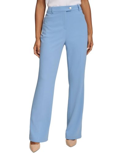 Calvin Klein Petite Scuba Crepe Modern-fit Straight-leg Pants - Blue