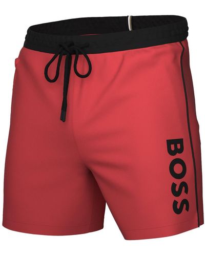 BOSS Boss By Logo 6" Swim Trunks - Red