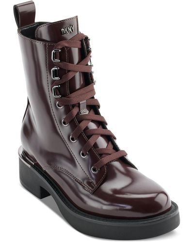 DKNY Talma Lace-up Combat Boots - Brown