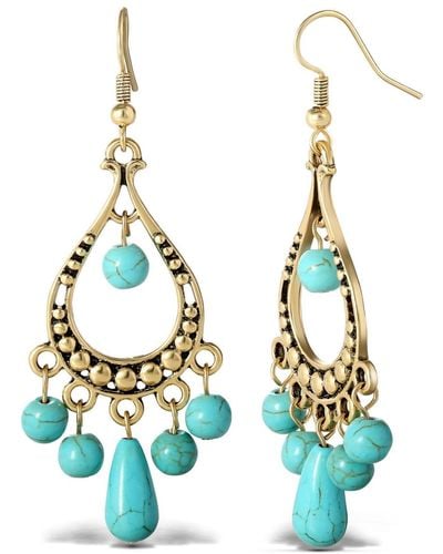 Jessica Simpson Turquoise Bead Chandelier Earrings - Blue